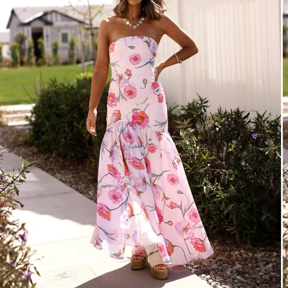 Floral Strapless Maxi Dress